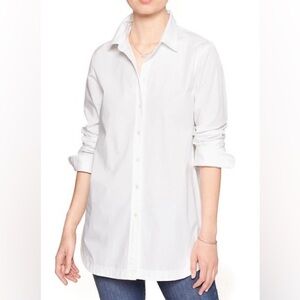 Banana Republic White Tunic Button-Down Shirt